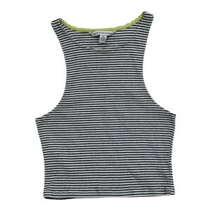 American Eagle White Black Stripe Ribbed Knit Crop Tank - Size Small
